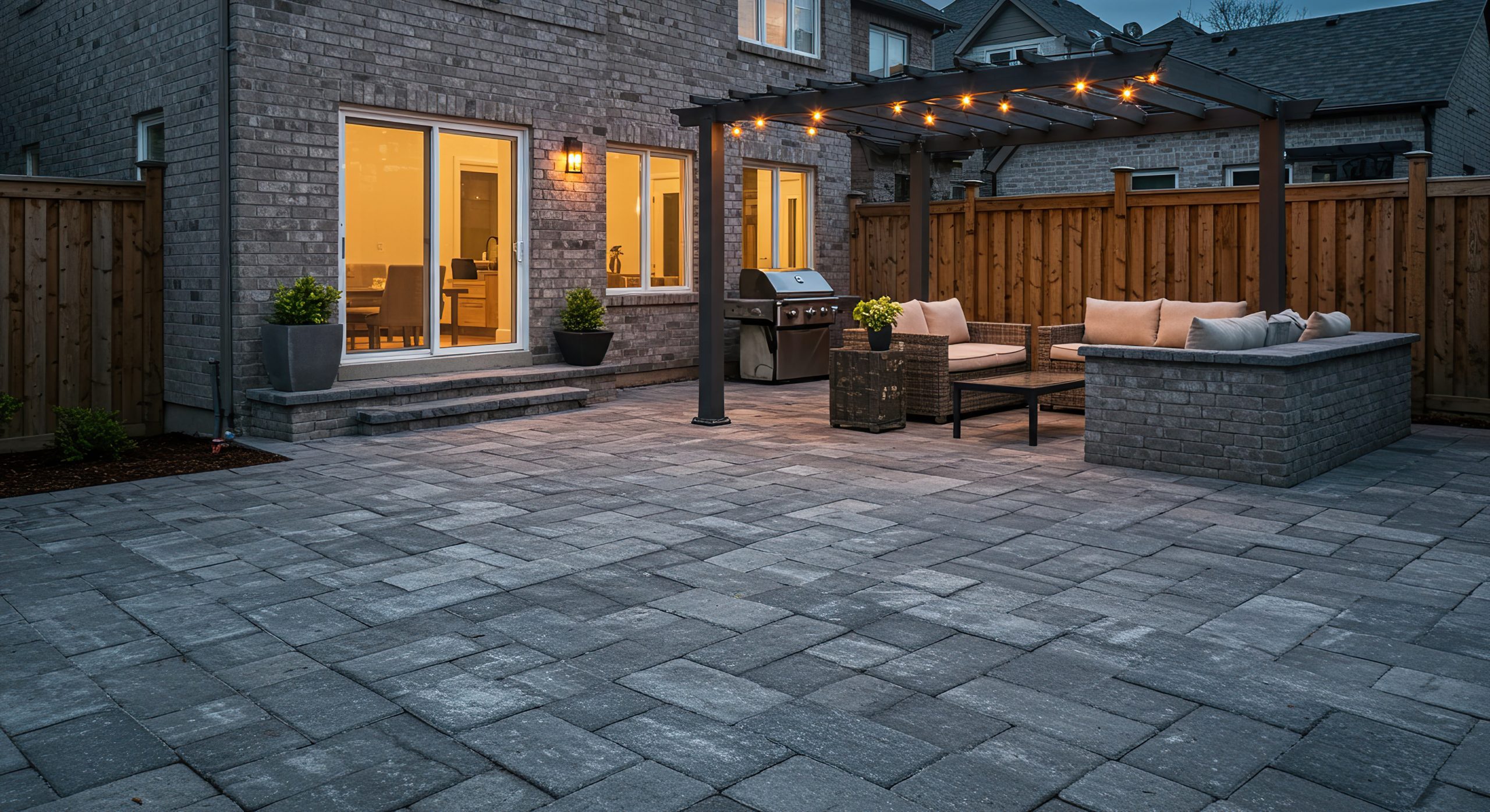 Outdoor living space patio design Walpole MA