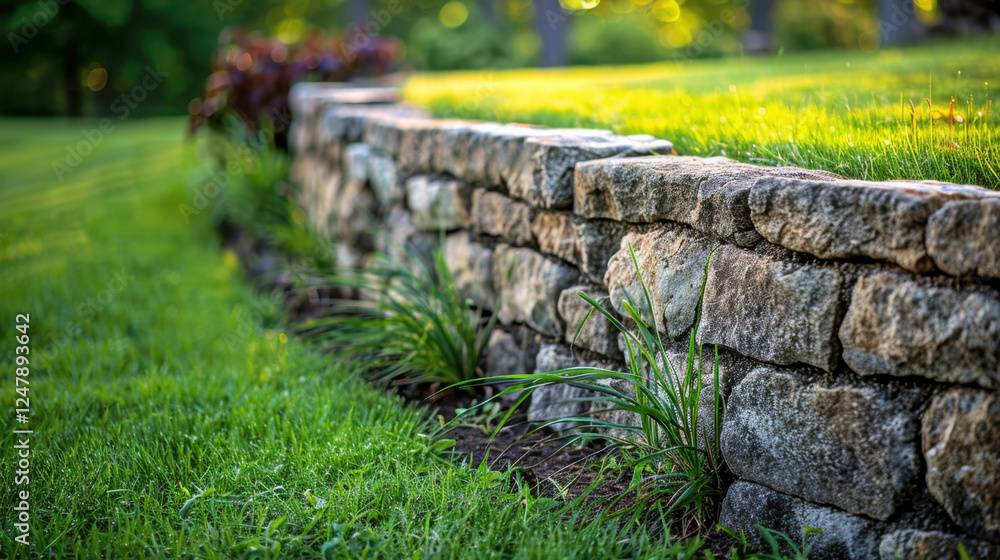 Retaining wall with landscaping Walpole MA