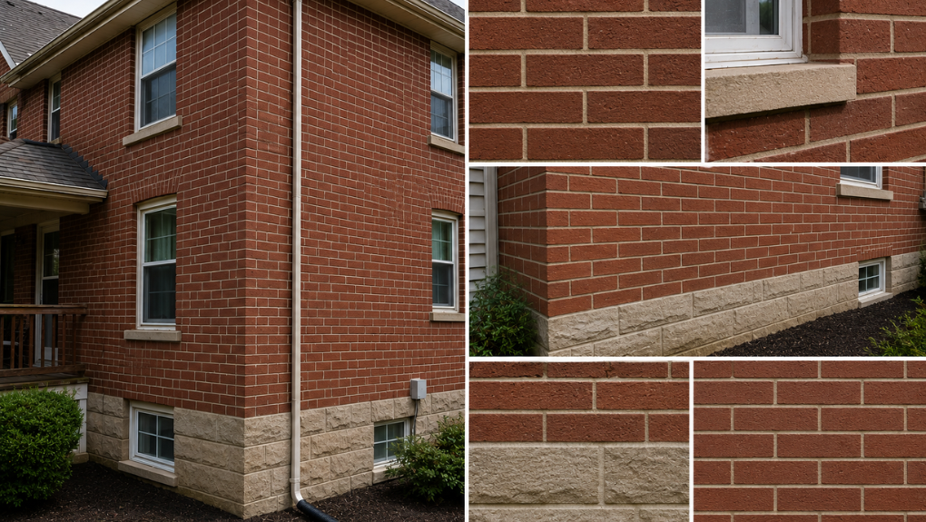 Completed brick masonry restoration with fresh repointing and replaced bricks on a Massachusetts property